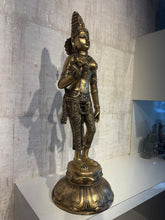 Elegant Brass Devi Lakshmi Statue - Divine Indian Goddess Sculpture